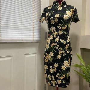 Floral Black Midi Dress